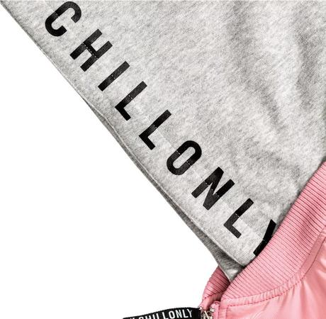 Štýlová ružová prechodná bomber bunda h&m s kapucň, h&m,164