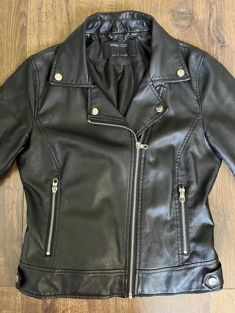 Kožená motorkarska bunda, sinsay,s