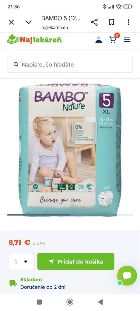 Plienky bambo, bambo,11 kg - 25 kg