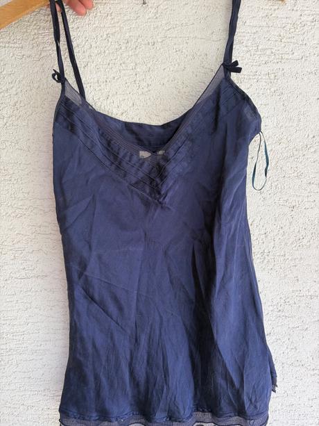 Mango silk hodvab tmavomodre tielko pravy hodv, mango,m