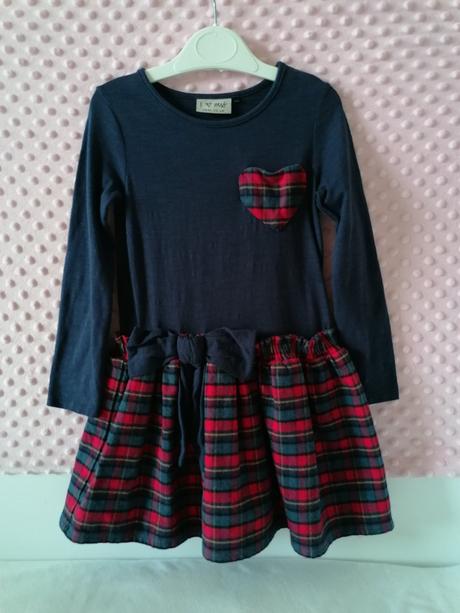 Modro-červene karovane šaty, next,104