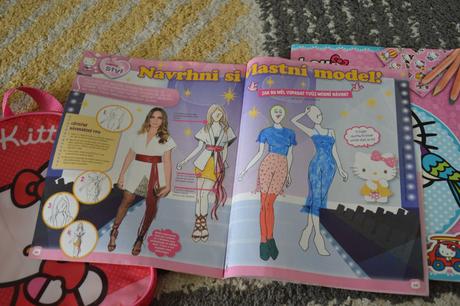 Ruksačik hello kitty, vymalovánky, časopis,