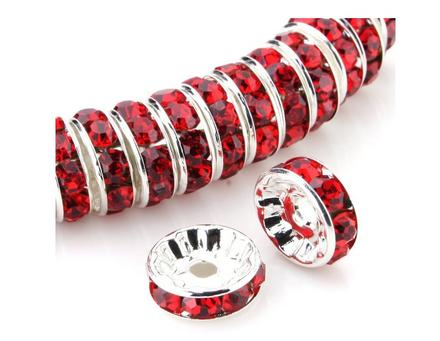 Rondelka so štrasom červená 10 mm, 