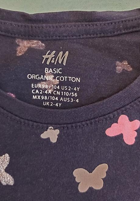 Letné tričko basic motýliky h&m 98/104, h&m,98