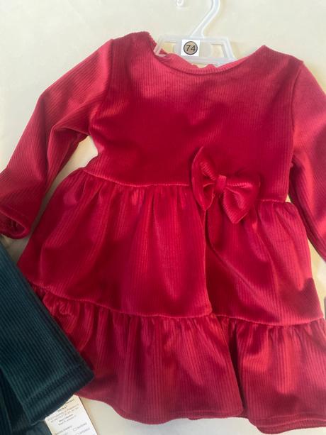 Velurove vianočné šaty, 68 / 74 / 80