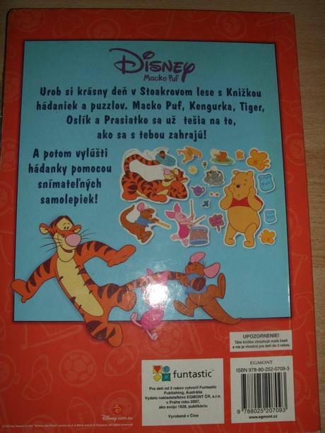 Knižka hádaniek a puzzlov - macko puf, disney,