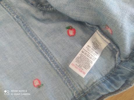 Riflova bunda s volanikmi a vysivanymi jahodkami, next,104