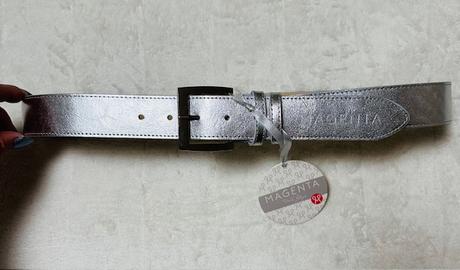 Strieborný kožený opasok zn. magenta,