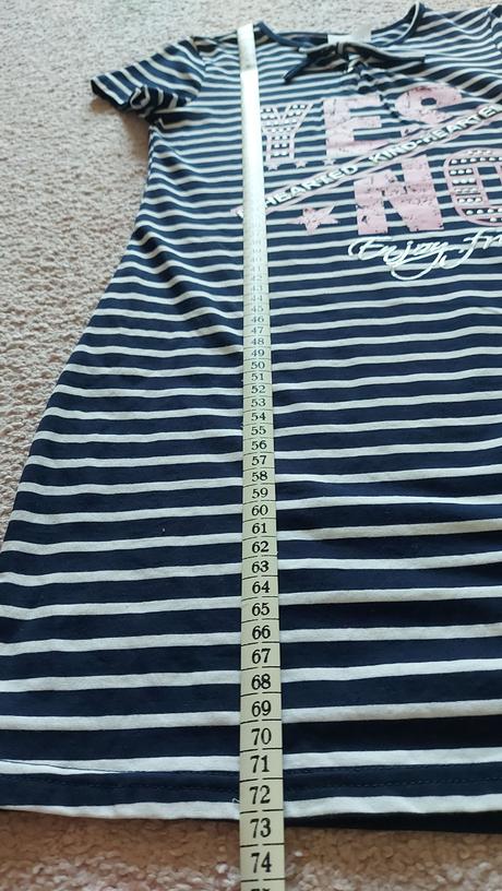 Šaty pruhované modré č.134/140, 134