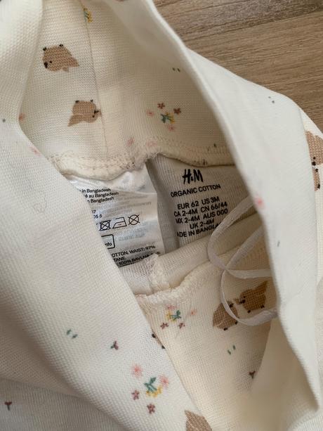 Krémová súprava s vtáčikmi a zajačikmi, h&m,62