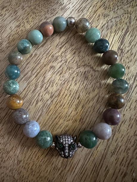 Náramok indický achát s leopardom,