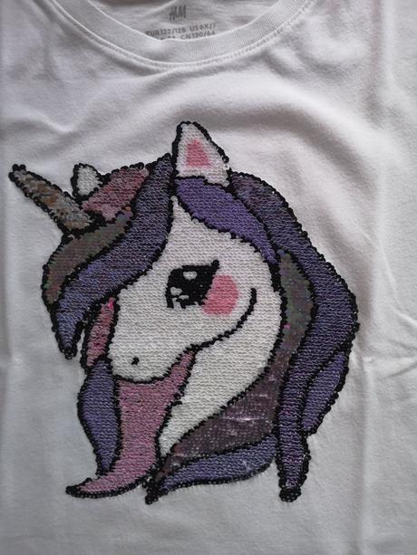 Tričko s jednorožcom z premenlivých flitrov, lindex,128