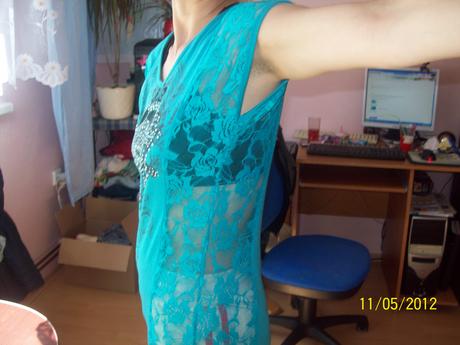 Zelené tričko s krajkou m/l, m