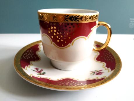 Porcelán mokka kávový servis - 6+6 šálky + podšálk, 