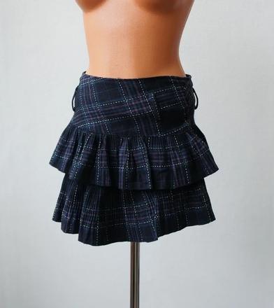 Károvaná mini sukňa s volánmi zn.miss two, m