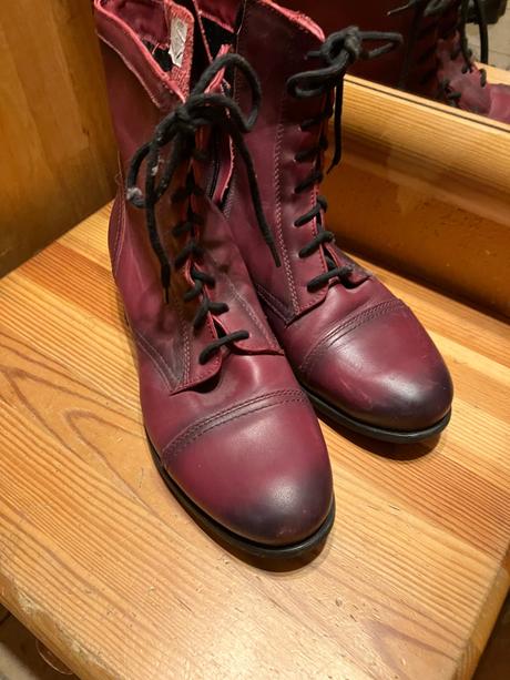 Kožené členkové topánky šnurovacie ,vínové, 38