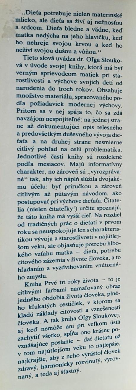 Prvé tri roky života,