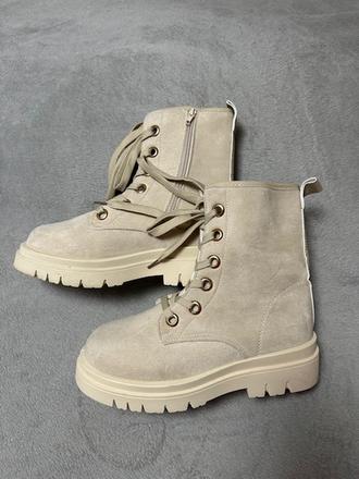 Béžové semišové workery mierne zateplené, 39 / 40