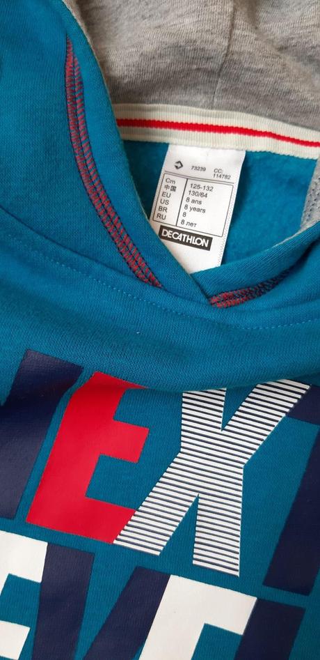 Tyrkysová mikina decathlon 8 r., decathlon,128