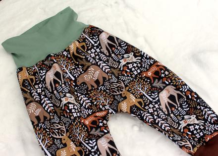 Zimné softshellové nohavice, lesné zvieratká, 74 - 140