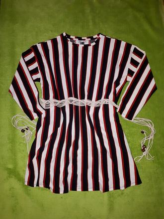 Pruhované šaty s opaskom zara, zara,s