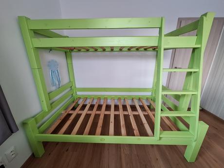 Poschodová posteľ - masív, 120 cm, šírka (cm): 120,dĺžka (cm): 200