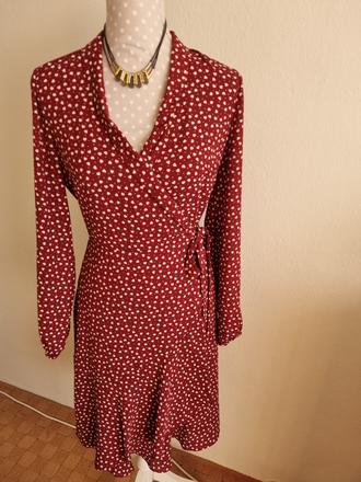 Bordové zavinovacie šaty oasis m so srdiečkami, m