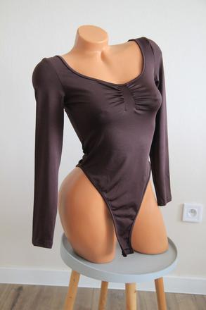 Tmavo hnedý body top, xs/s, xs