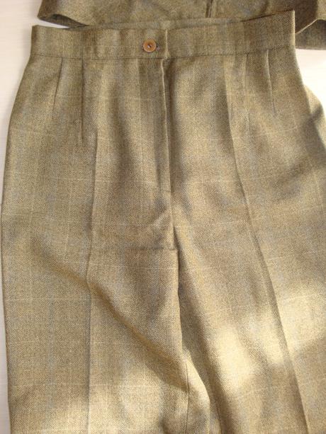 Teplejší nohav. kostým so vzorom rybej kosti, vlna, xs