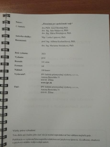 Ekonómia pre spoločenské vedy, 