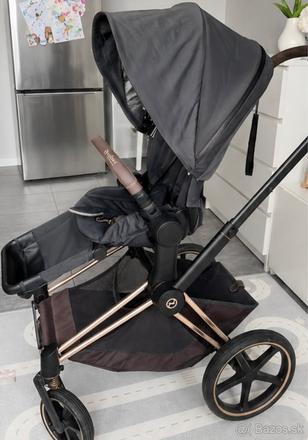 Cybex priam rose gold podvozok + vanička + š.časť, cybex,cybex priam so sedadlom lux seat
