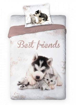 Obliečky best friends psík a mačička, šírka (cm): 140,dĺžka (cm): 200