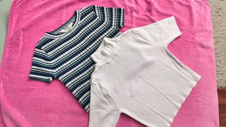 2 x tričko crop top - skoro nenosené, h&m,146