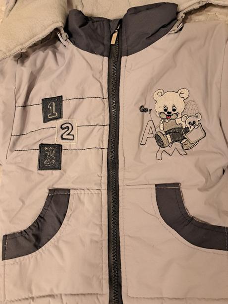 Šedé oteplováky s bundou pre chlapca, 80