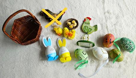 Velkonocna vyzdoba, kraslice a maly kosik, 