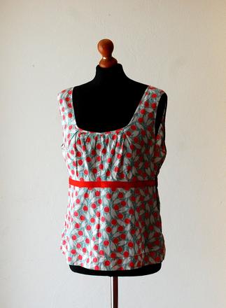 Štýlový letný top boden s čerešňovým vzorom, xl