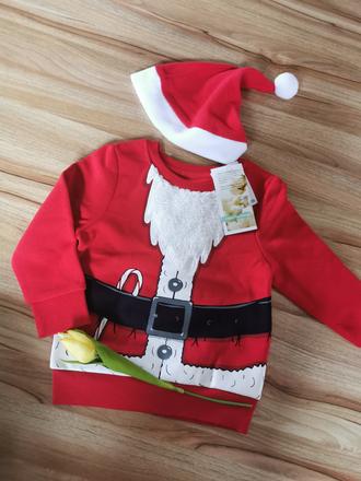Vianočná mikina s čiapkou mikuláš bio cotton, 98 / 104