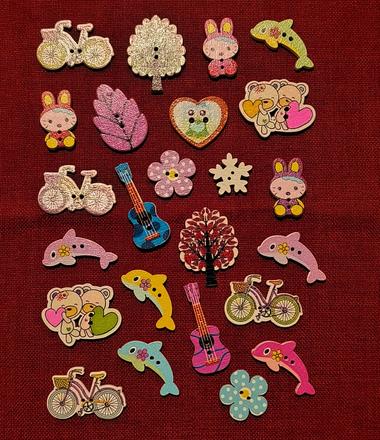 Drevené gombíky, 24 ks, 