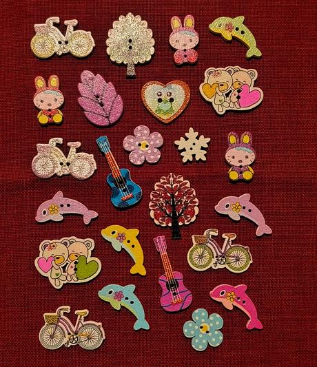 Drevené gombíky, 24 ks,