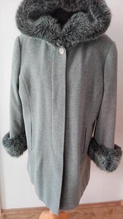 Kabát kašmír a vlna s kapucňou, 48