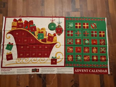 Bavlneny panel na adventny kalendar,