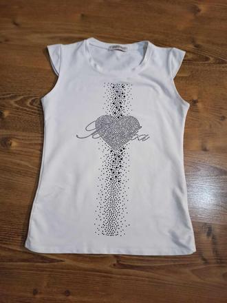 Tričko biele s kamienkami, málo nosené, 164