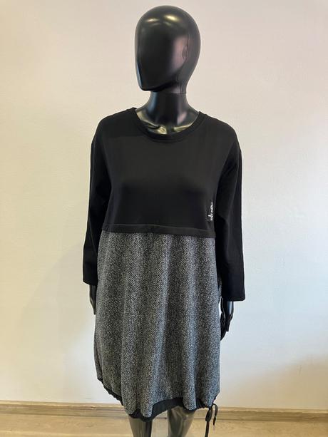 Dámske šaty oversize sivo-čierne (uni), l / m / xl