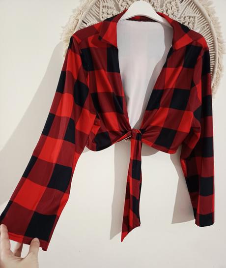 Karované bolerko na viazanie, xxl