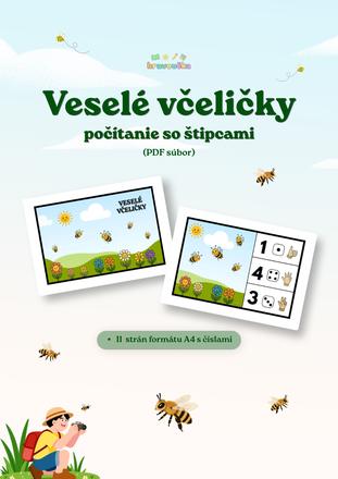 Veselé včeličky - počítanie so štipcami, 