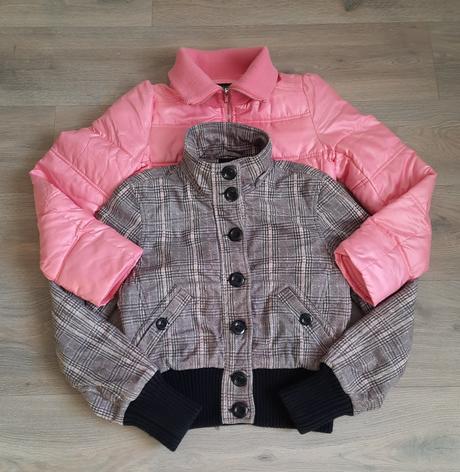 Káro bunda + ružová grátis, 164