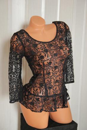 Čierny čipkovaný top s, s