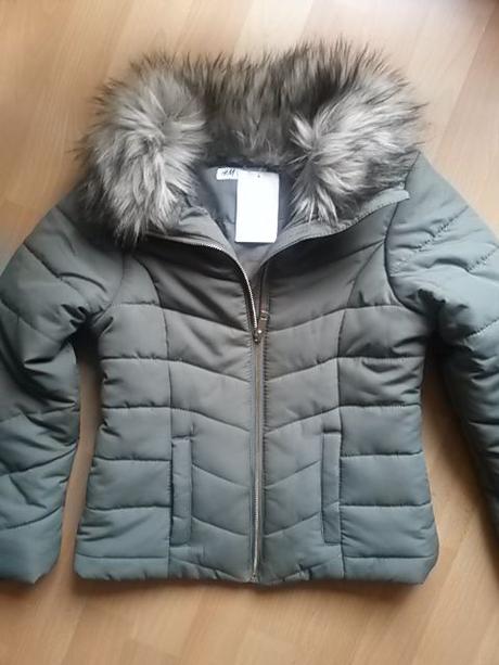 Bunda s kožušinovým golierom, h&m,140
