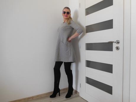 Šaty úpletové jemné kocky, s/m, s