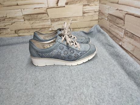 Rieker 38 - dámske dierkované modré topánky, rieker,38